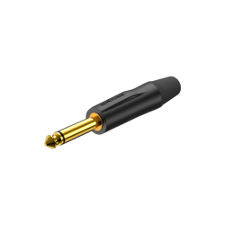 6.3mm mono plug, Black shell, Gold plated contacts Roxtone PJ2X-BG